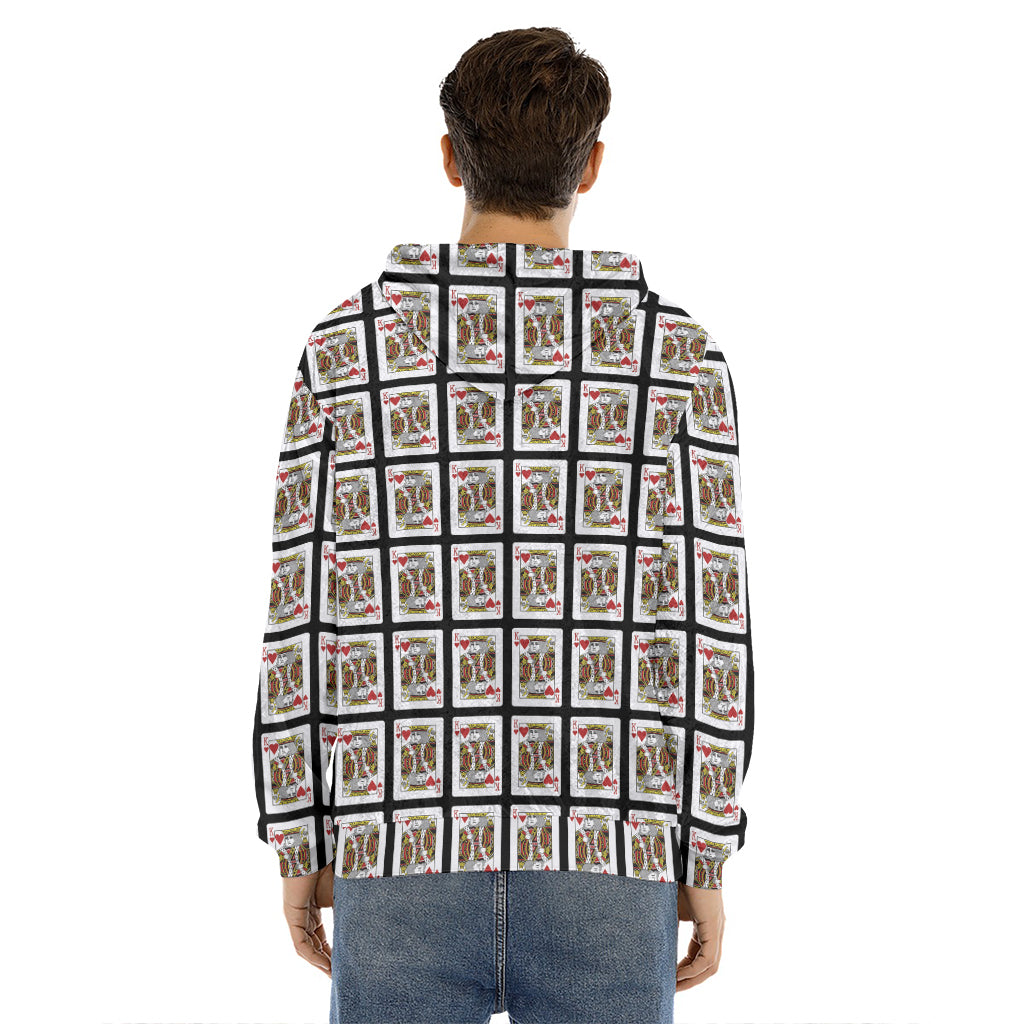King Of Hearts Pattern Print Men's Velvet Pullover Hoodie
