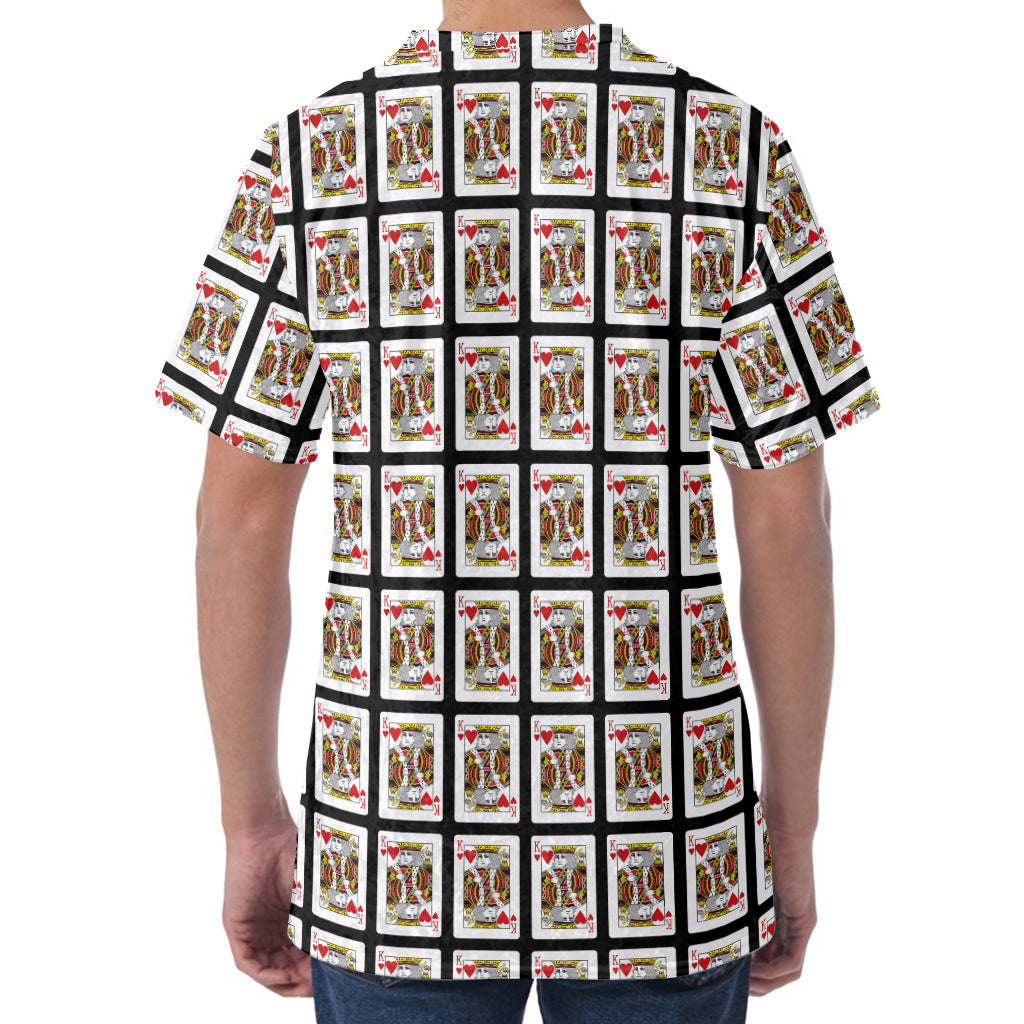 King Of Hearts Pattern Print Men's Velvet T-Shirt