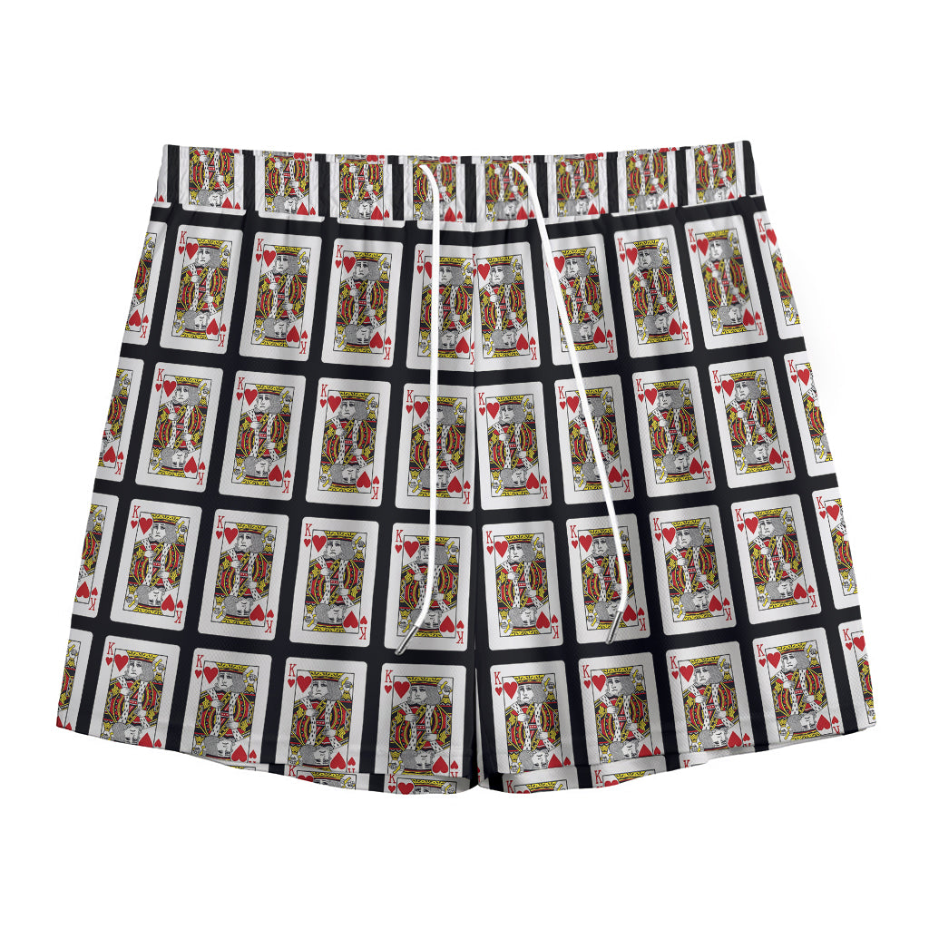 King Of Hearts Pattern Print Mesh Shorts