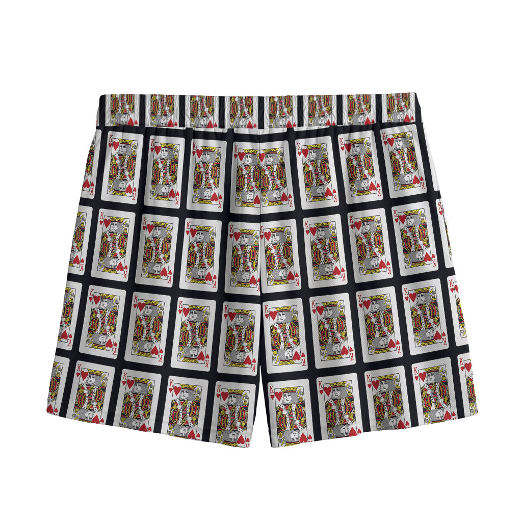 King Of Hearts Pattern Print Mesh Shorts