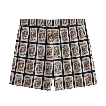 King Of Hearts Pattern Print Mesh Shorts