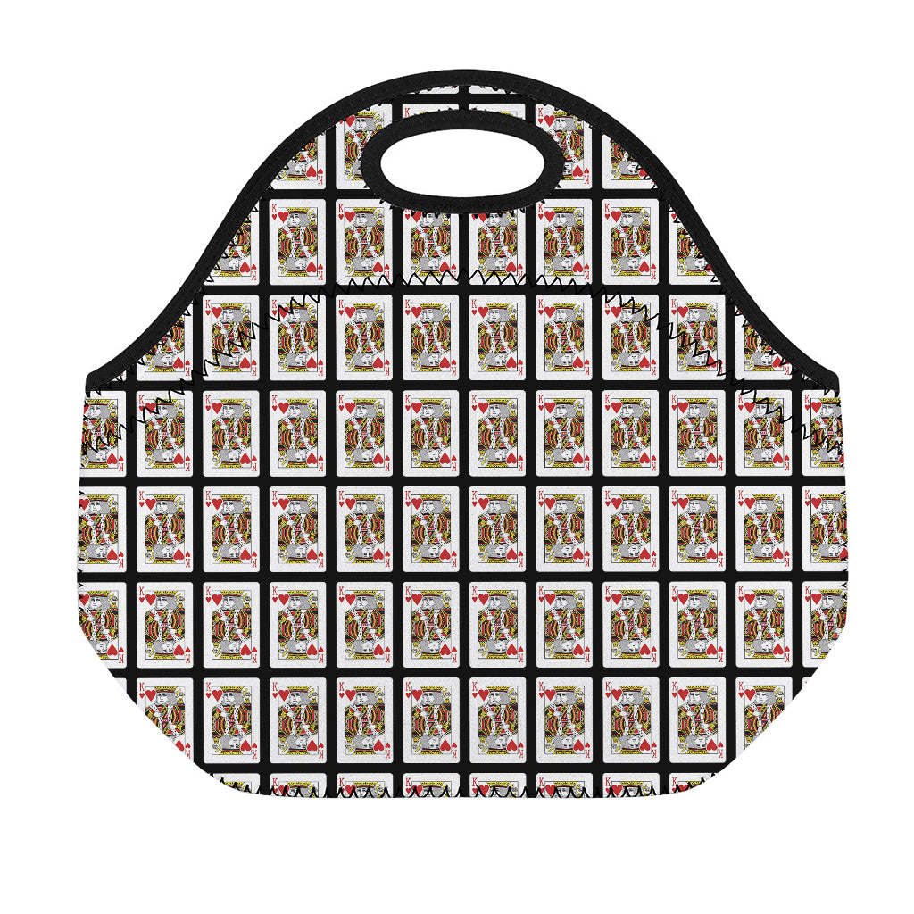 King Of Hearts Pattern Print Neoprene Lunch Bag