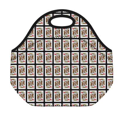 King Of Hearts Pattern Print Neoprene Lunch Bag