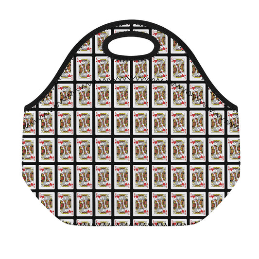 King Of Hearts Pattern Print Neoprene Lunch Bag