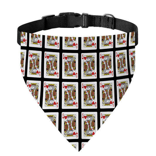 King Of Hearts Pattern Print Over The Collar Dog Bandana