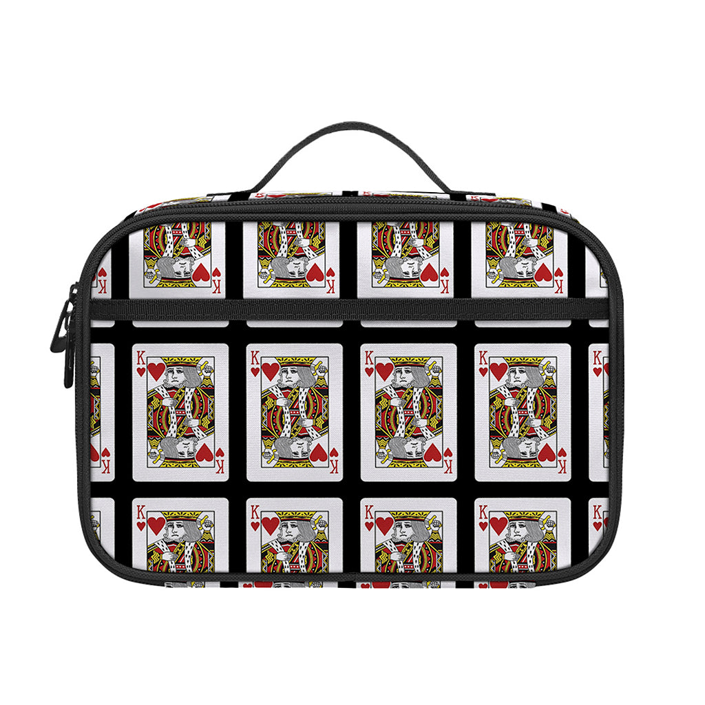 King Of Hearts Pattern Print Portable Lunch Bag
