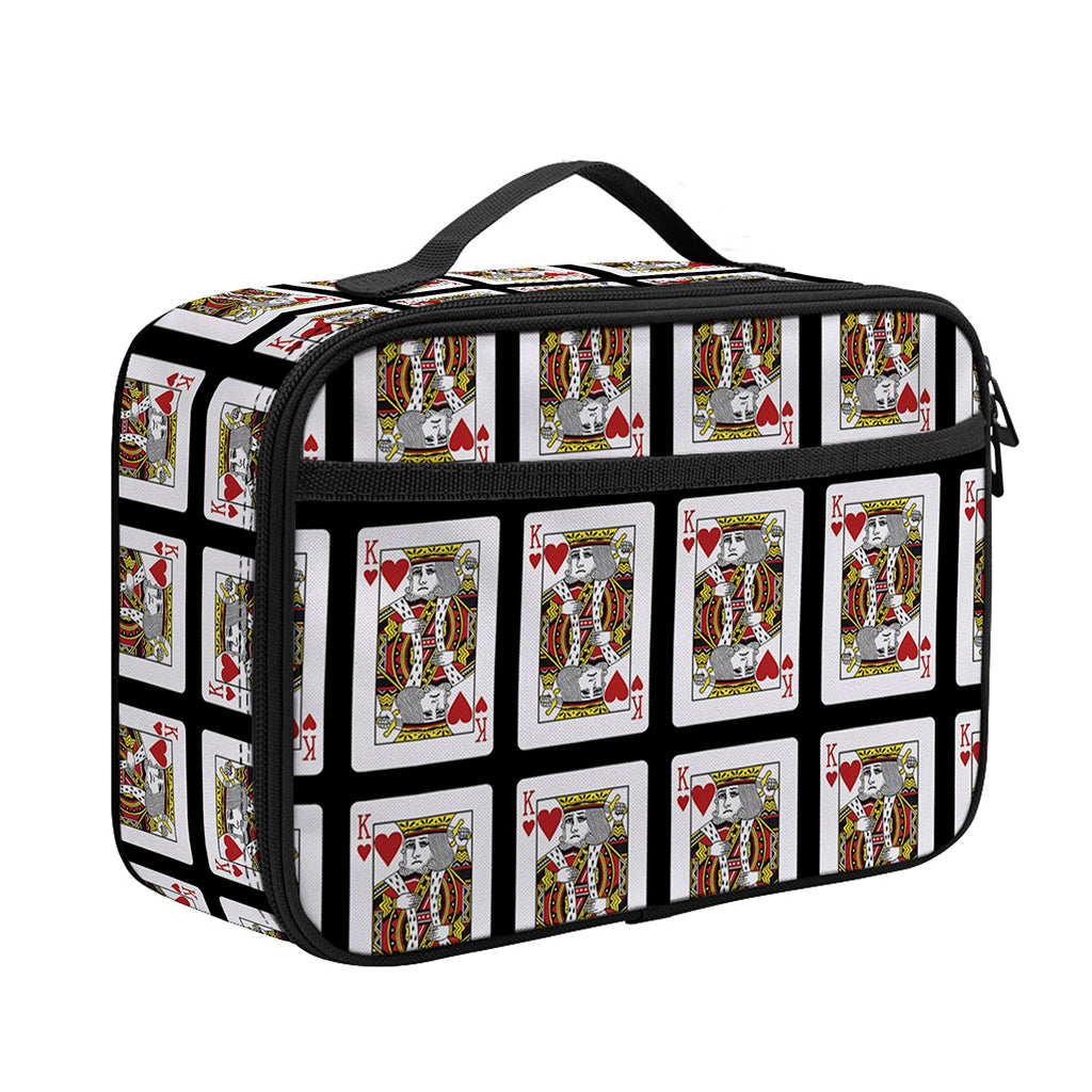 King Of Hearts Pattern Print Portable Lunch Bag