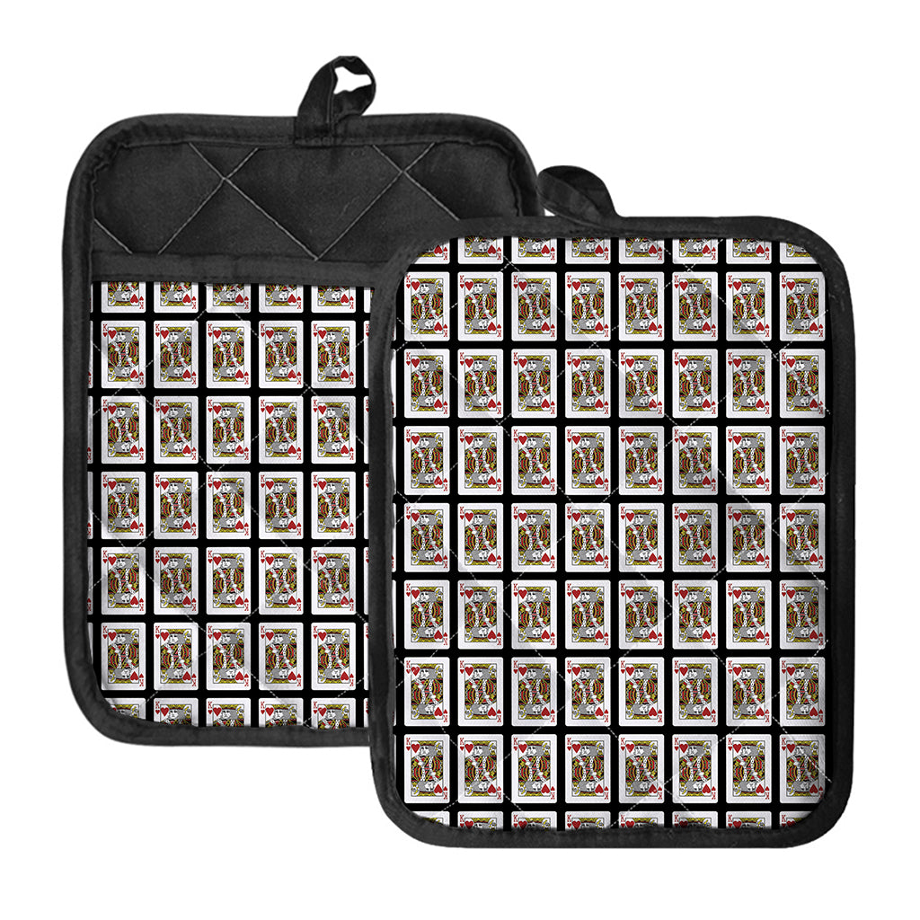 King Of Hearts Pattern Print Pot Holders With Pocket