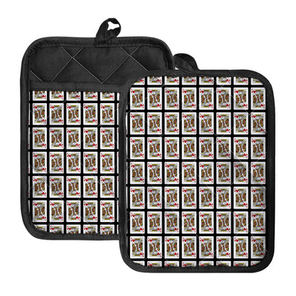 King Of Hearts Pattern Print Pot Holders With Pocket