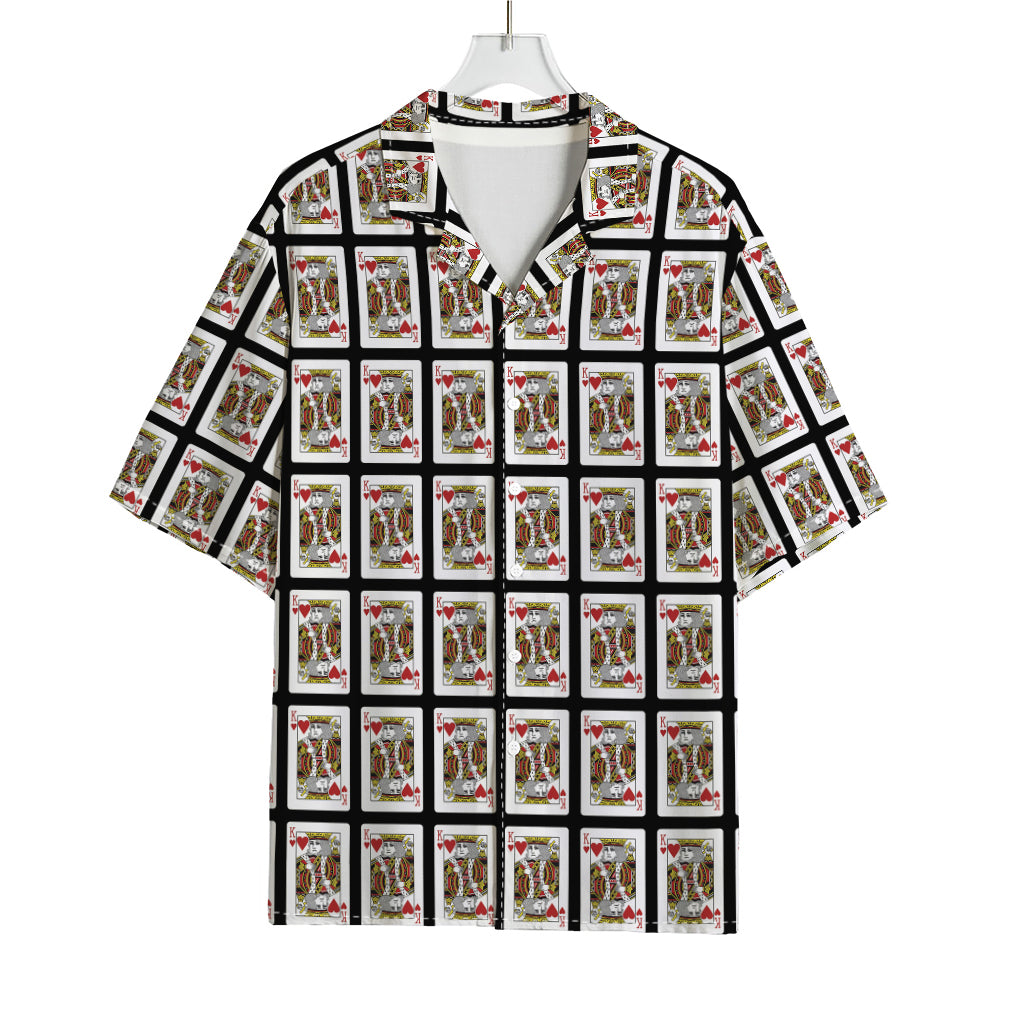King Of Hearts Pattern Print Rayon Hawaiian Shirt