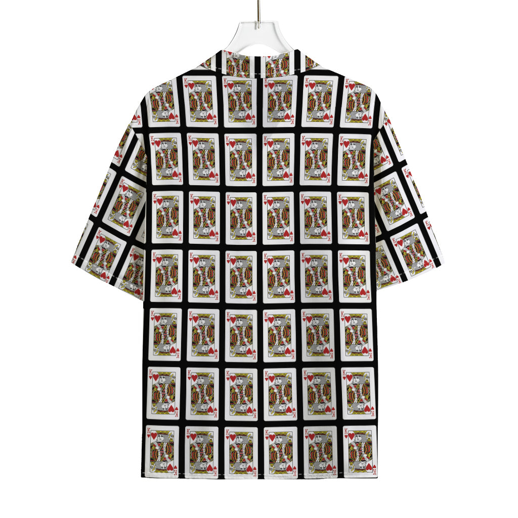King Of Hearts Pattern Print Rayon Hawaiian Shirt