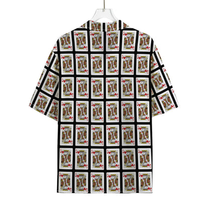 King Of Hearts Pattern Print Rayon Hawaiian Shirt
