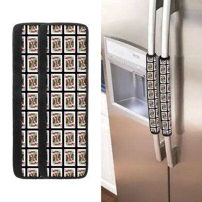 King Of Hearts Pattern Print Refrigerator Handle Covers