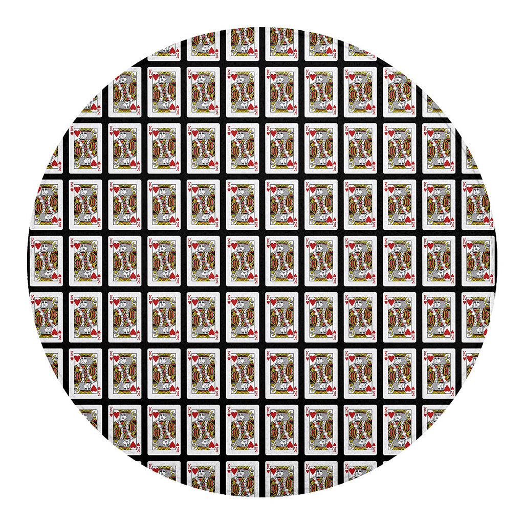 King Of Hearts Pattern Print Round Blanket