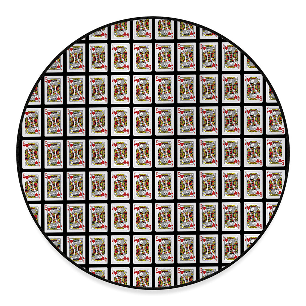 King Of Hearts Pattern Print Round Floor Mat