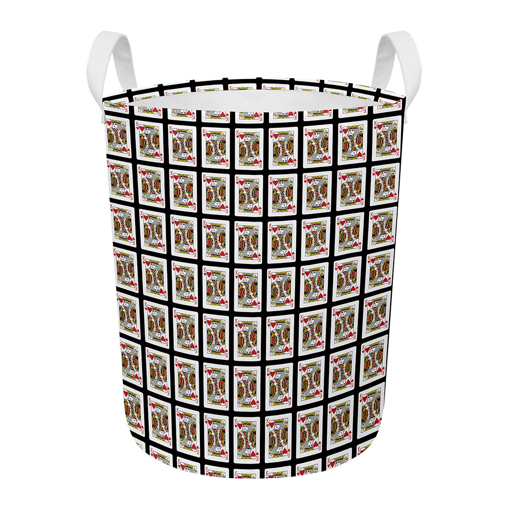 King Of Hearts Pattern Print Round Laundry Basket