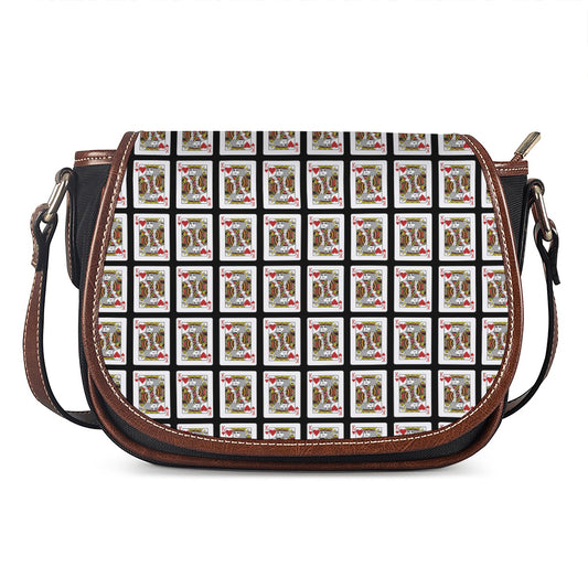 King Of Hearts Pattern Print Saddle Bag