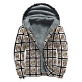 King Of Hearts Pattern Print Sherpa Lined Zip Up Hoodie