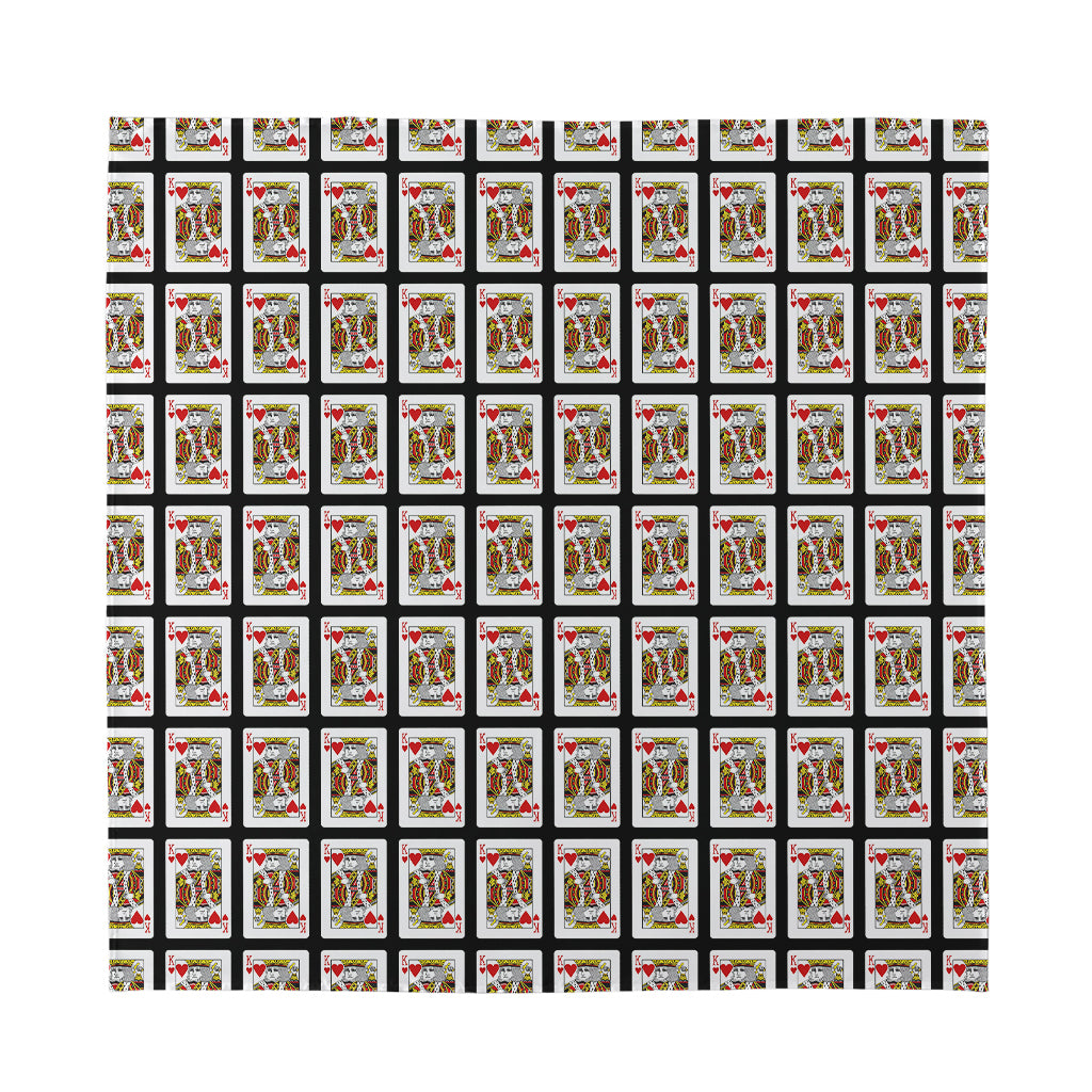 King Of Hearts Pattern Print Silk Bandana