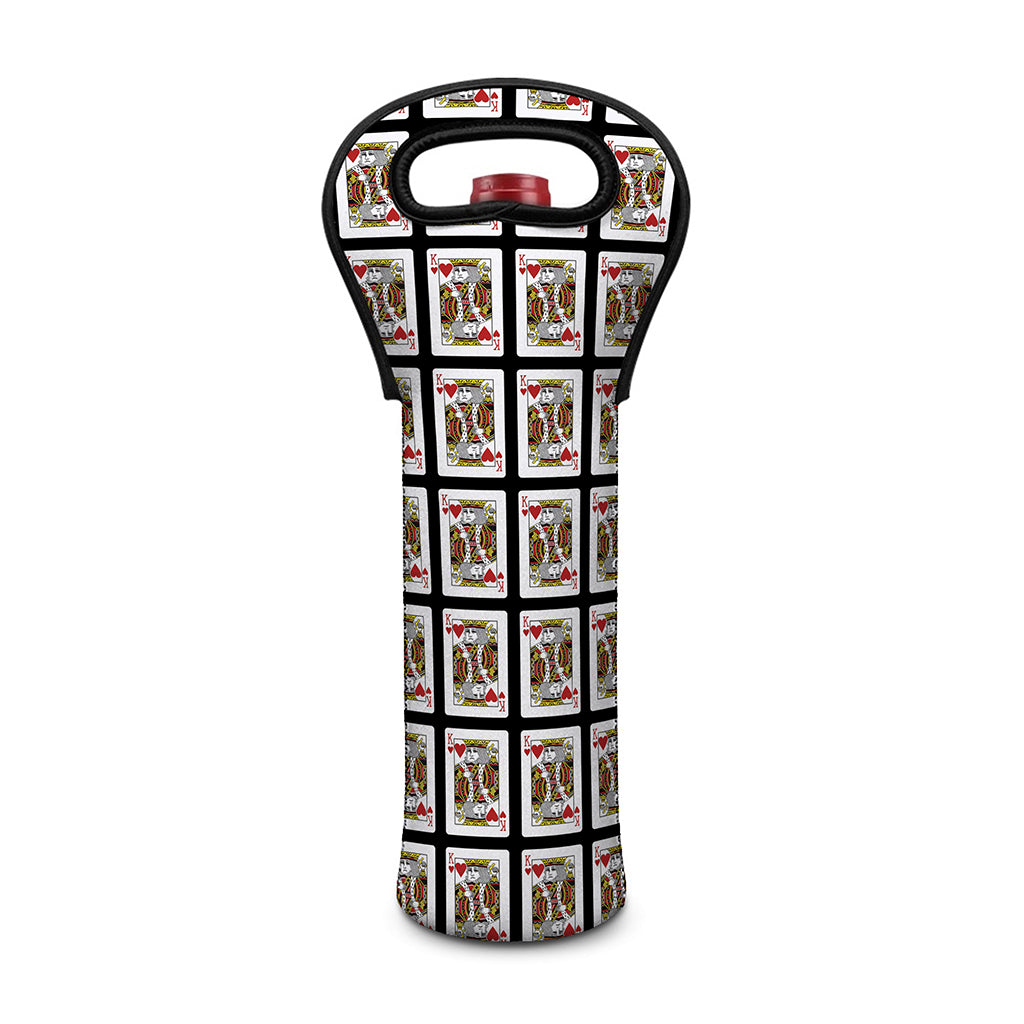 King Of Hearts Pattern Print Single Neoprene Wine Tote