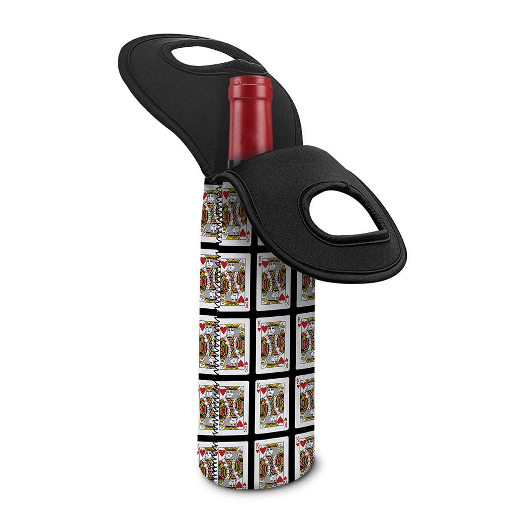 King Of Hearts Pattern Print Single Neoprene Wine Tote