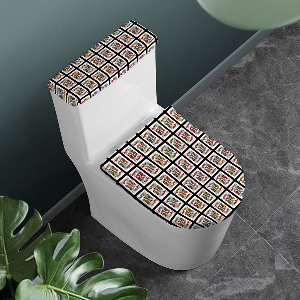King Of Hearts Pattern Print Toilet Lid And Tank Cover Set