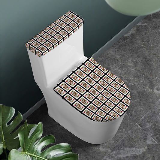 King Of Hearts Pattern Print Toilet Lid And Tank Cover Set