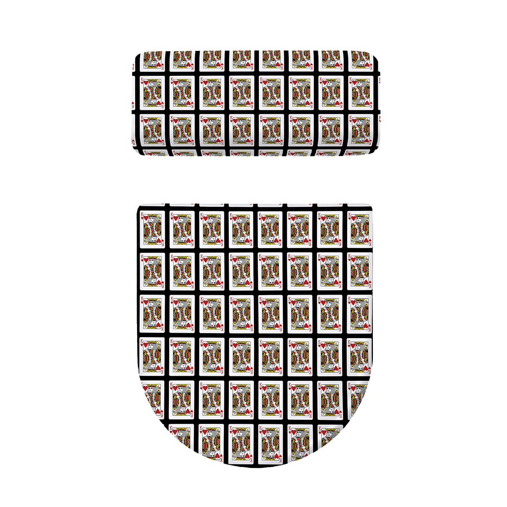 King Of Hearts Pattern Print Toilet Lid And Tank Cover Set