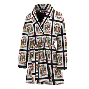 King Of Hearts Pattern Print Women's Bathrobe