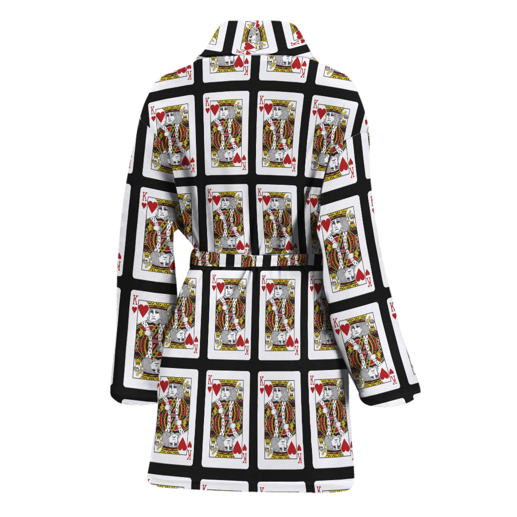 King Of Hearts Pattern Print Women's Bathrobe