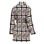 King Of Hearts Pattern Print Women's Bathrobe