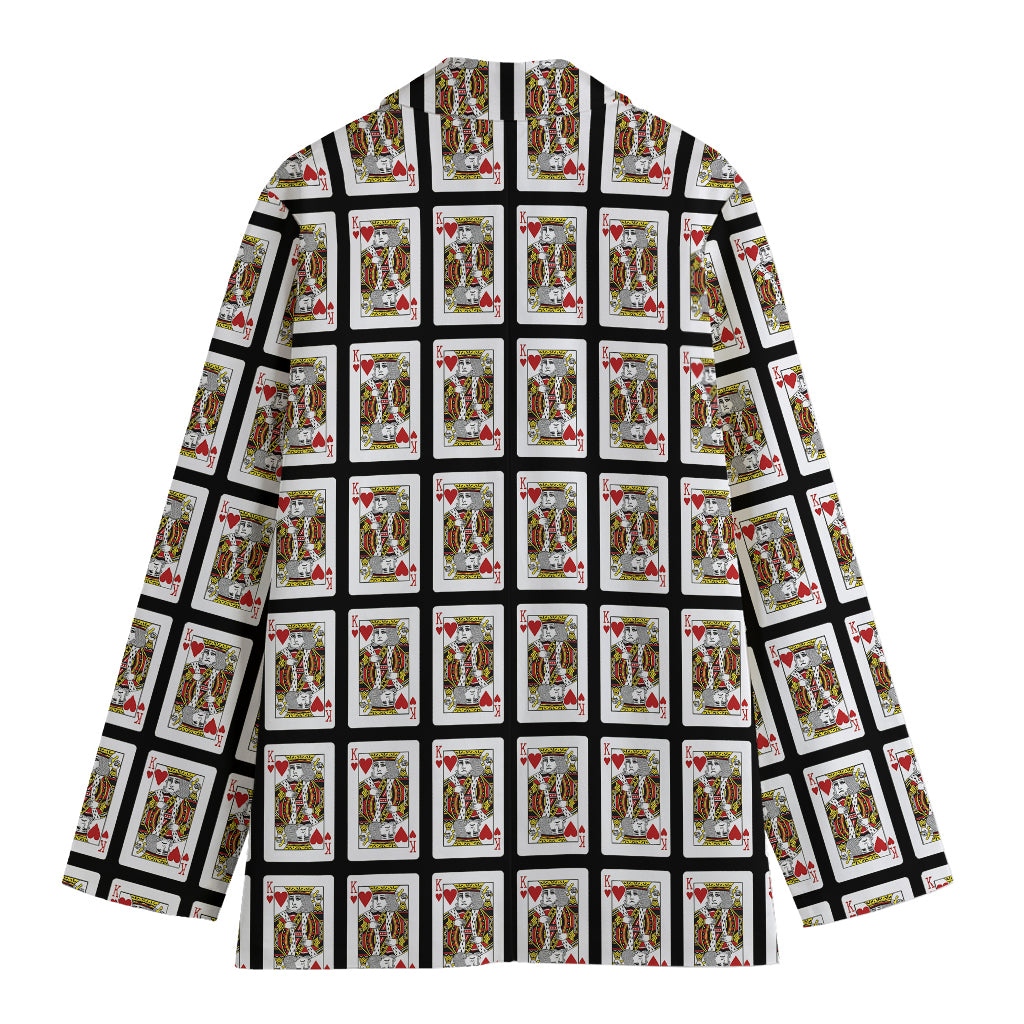 King Of Hearts Pattern Print Women's Blazer