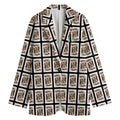 King Of Hearts Pattern Print Women's Cotton Blazer