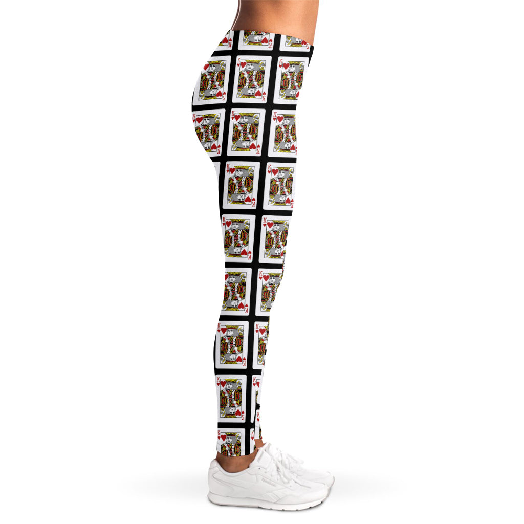 King Of Hearts Pattern Print Women's Leggings