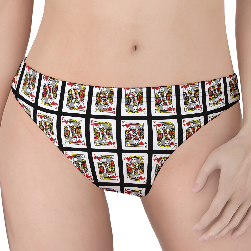 King Of Hearts Pattern Print Women's Thong