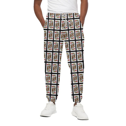 King Of Hearts Playing Card Pattern Print Cotton Pants
