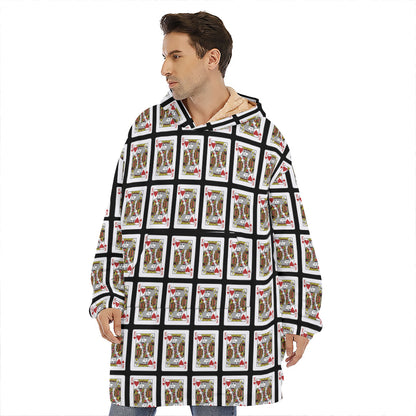King Of Hearts Playing Card Pattern Print Hoodie Blanket