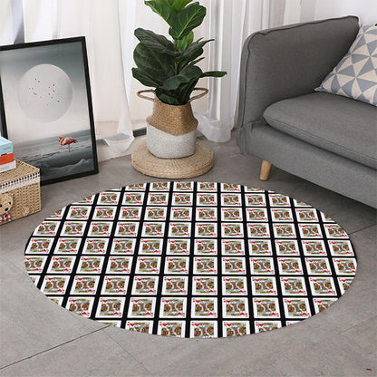 King Of Hearts Playing Card Pattern Print Round Rug