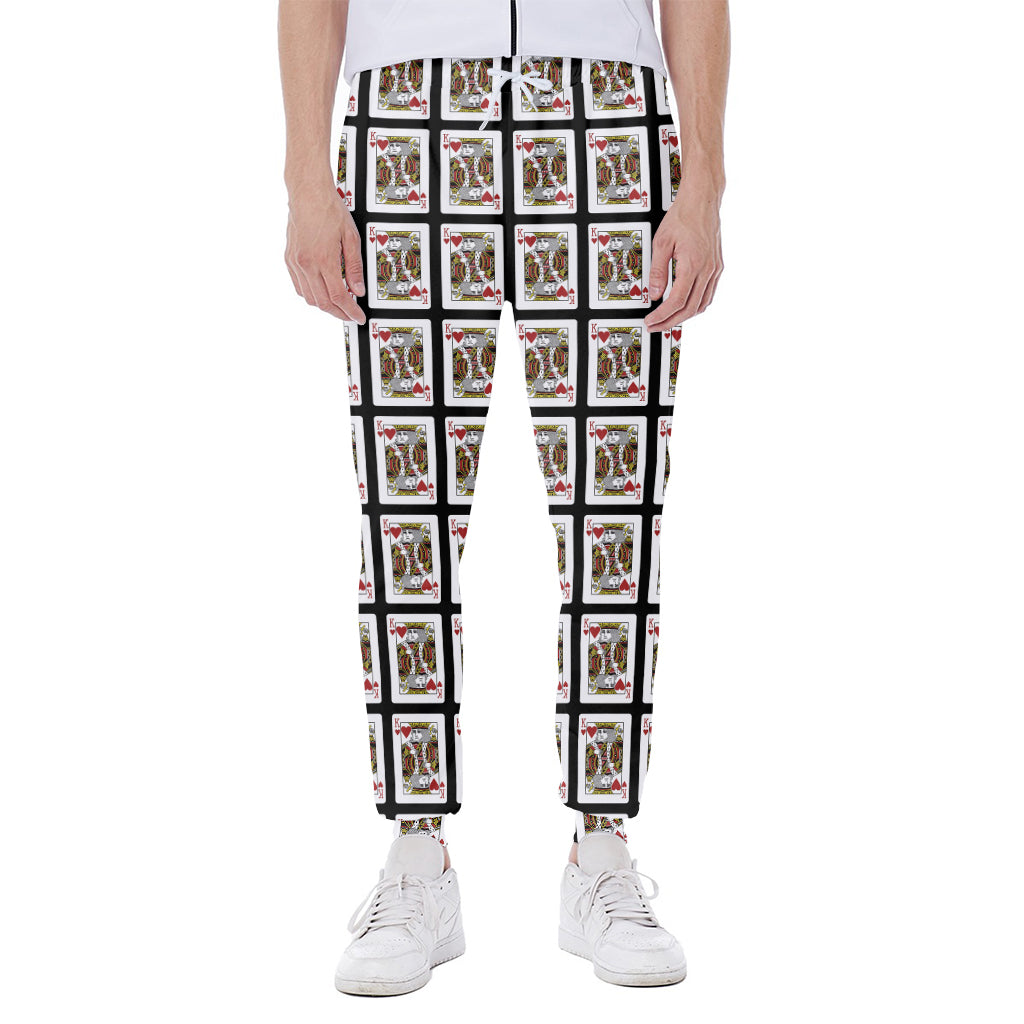 King Of Hearts Playing Card Pattern Print Scuba Joggers