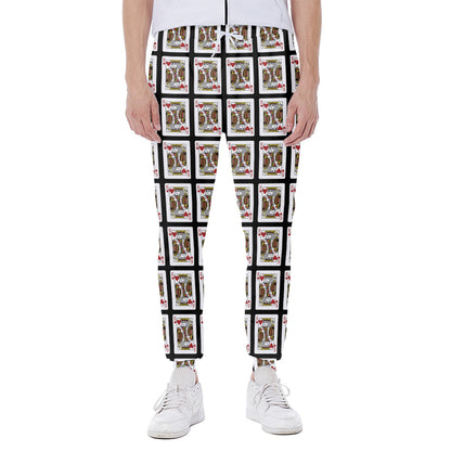 King Of Hearts Playing Card Pattern Print Scuba Joggers