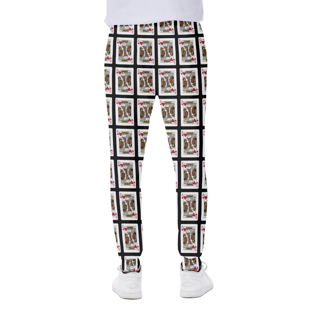 King Of Hearts Playing Card Pattern Print Scuba Joggers