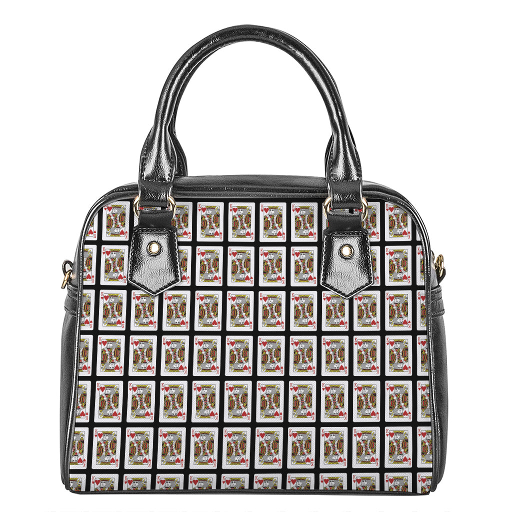 King Of Hearts Playing Card Pattern Print Shoulder Handbag