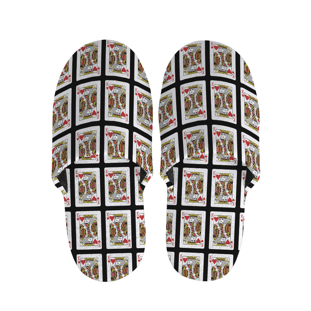 King Of Hearts Playing Card Pattern Print Slippers