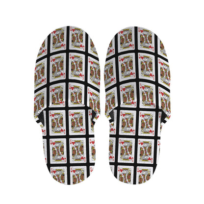 King Of Hearts Playing Card Pattern Print Slippers