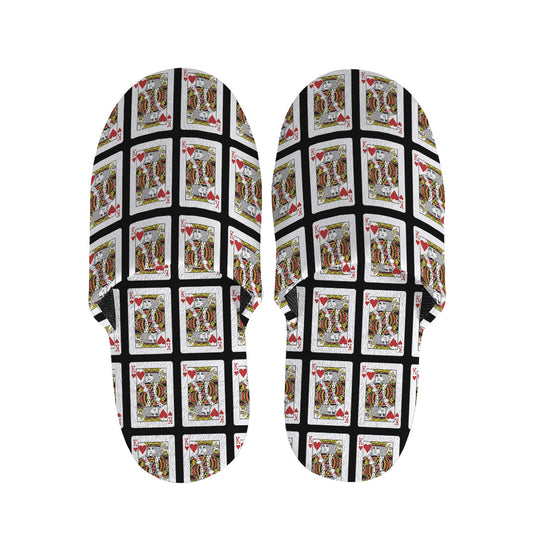 King Of Hearts Playing Card Pattern Print Slippers