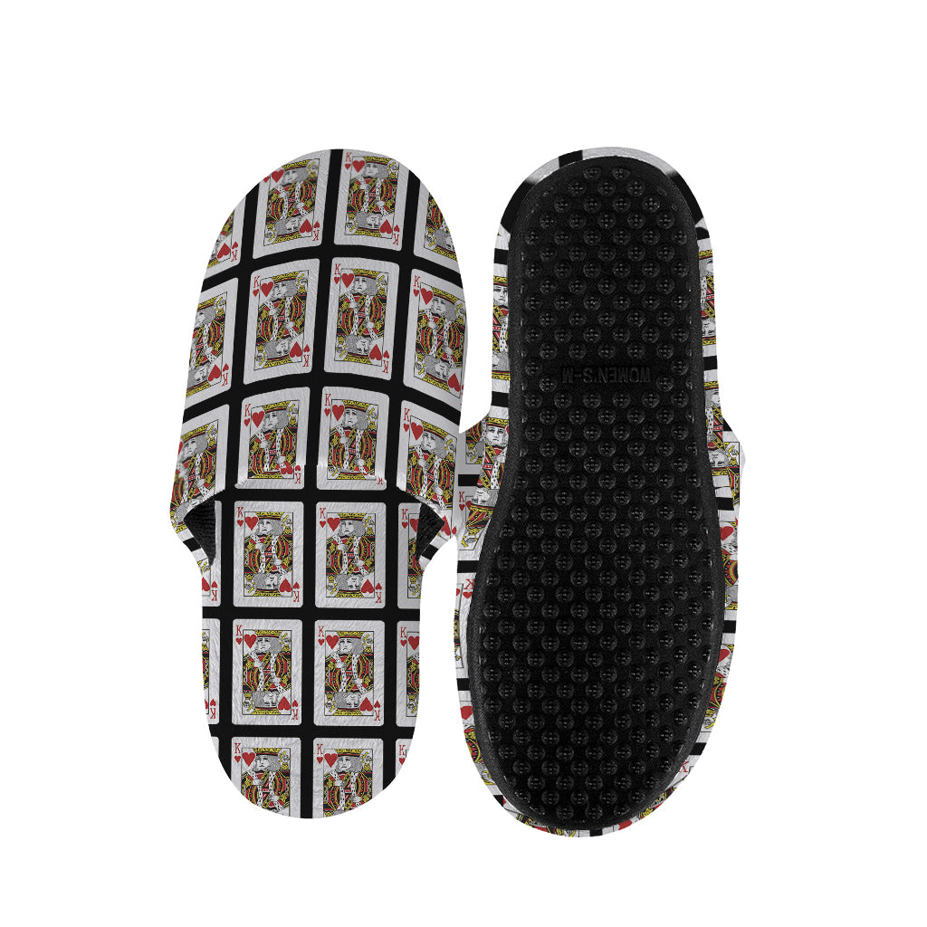 King Of Hearts Playing Card Pattern Print Slippers