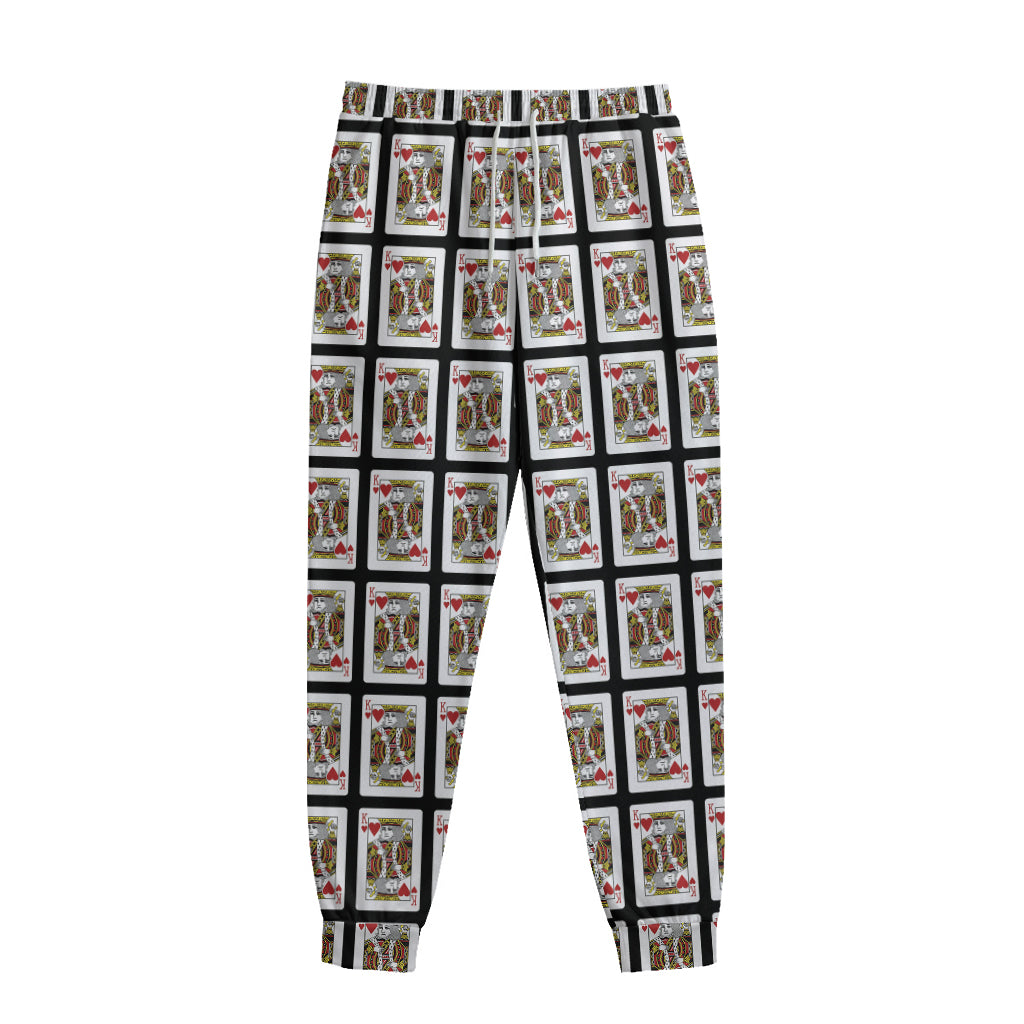 King Of Hearts Playing Card Pattern Print Sweatpants