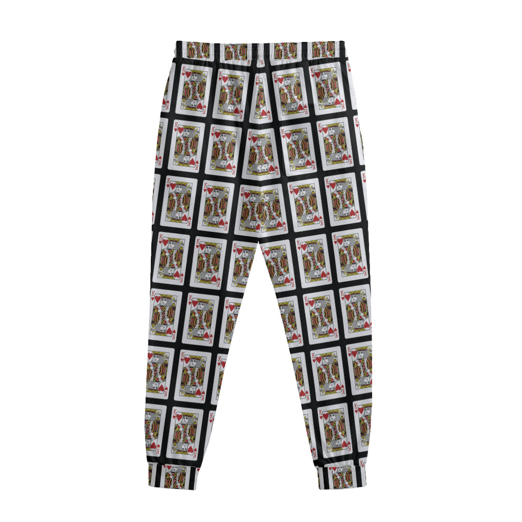 King Of Hearts Playing Card Pattern Print Sweatpants