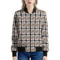 King Of Hearts Pattern Print Women's Bomber Jacket