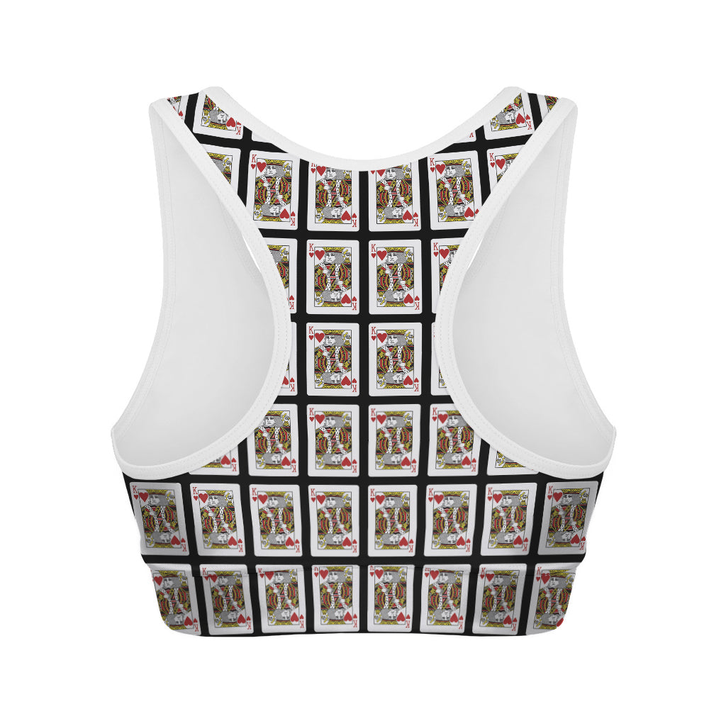 King Of Hearts Playing Card Pattern Print Women's Sports Bra
